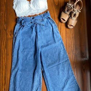 H&M Wide Leg Paper Bag Jeans